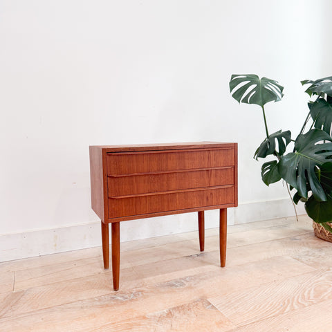 Danish Teak Nightstand w/ 3 Drawers