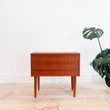 Danish Teak Nightstand w/ 3 Drawers