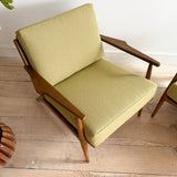 Pair Lounge Chairs - New Light Green Upholstery