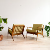 Pair Lounge Chairs - New Light Green Upholstery