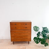 Mid Century Walnut Highboy Dresser - Inset Pulls