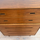 Mid Century Walnut Highboy Dresser - Inset Pulls