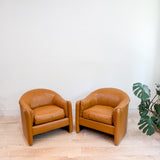 Pair of Vintage Selig Lounge Chairs - New Leather