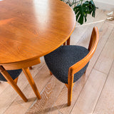 Hans Olsen Teak Roundette Dining Table + Chairs