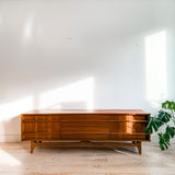 Long Low Walnut Credenza by Young