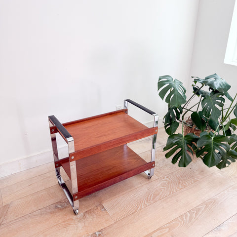 Danish Teak + Chrome Bar Cart