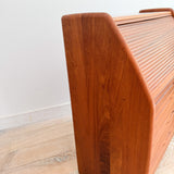 Solid Teak Tambour Roll Top Desk