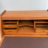 Solid Teak Tambour Roll Top Desk