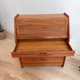 Solid Teak Tambour Roll Top Desk