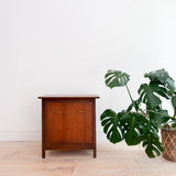 Small Walnut Mid Century Record Cabinet