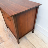Small Walnut Mid Century Record Cabinet