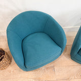 Pair of Vintage Swivel Chairs - New Teal Upholstery