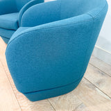 Pair of Vintage Swivel Chairs - New Teal Upholstery