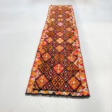 Turkish Runner - Black/Orange/Pink 2'9x12'