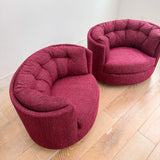 Pair of Vintage Curved Back Lounge Chairs