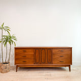Mid Century Walnut 9 Drawer Low Dresser