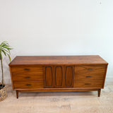 Mid Century Walnut 9 Drawer Low Dresser