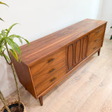 Mid Century Walnut 9 Drawer Low Dresser