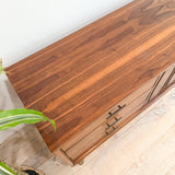 Mid Century Walnut 9 Drawer Low Dresser