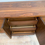 Mid Century Walnut 9 Drawer Low Dresser