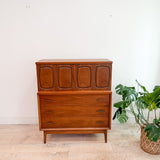 Mid Century Walnut Highboy Dresser