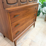 Mid Century Walnut Highboy Dresser