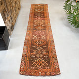 Brown/Orange Turkish Rug - 12’4x2’8