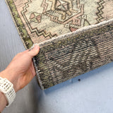 Vintage Turkish Rug - Olive Green/Pink