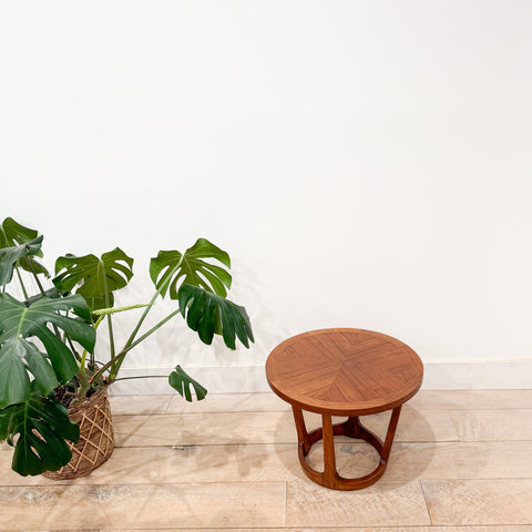 Small Walnut Round End Table by Lane
