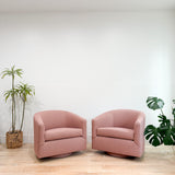 Pair of Vintage Swivel Chairs - New Pink Upholstery