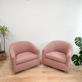 Pair of Vintage Swivel Chairs - New Pink Upholstery