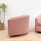 Pair of Vintage Swivel Chairs - New Pink Upholstery