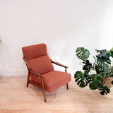 Mid Century Lounge Chair - New Rust Colored Upholstery
