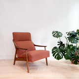 Mid Century Lounge Chair - New Rust Colored Upholstery