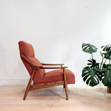 Mid Century Lounge Chair - New Rust Colored Upholstery