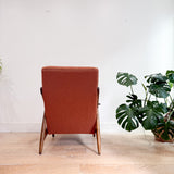 Mid Century Lounge Chair - New Rust Colored Upholstery