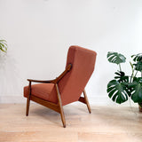 Mid Century Lounge Chair - New Rust Colored Upholstery
