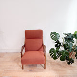 Mid Century Lounge Chair - New Rust Colored Upholstery