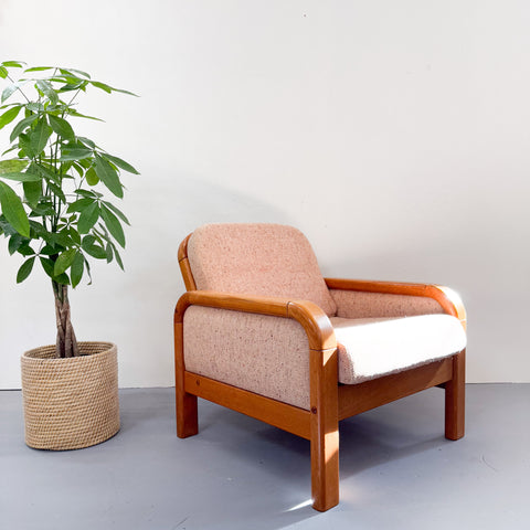 Danish Teak Lounge Chair - Pink Upholstery