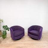 Pair of Vintage Swivel Chairs - New Purple Upholstery