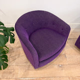 Pair of Vintage Swivel Chairs - New Purple Upholstery