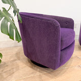Pair of Vintage Swivel Chairs - New Purple Upholstery