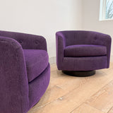 Pair of Vintage Swivel Chairs - New Purple Upholstery