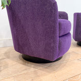 Pair of Vintage Swivel Chairs - New Purple Upholstery