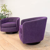 Pair of Vintage Swivel Chairs - New Purple Upholstery