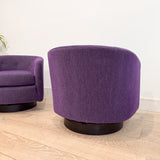 Pair of Vintage Swivel Chairs - New Purple Upholstery