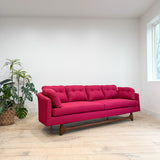 Mid Century Curved Back Sofa - New Pink Upholstery