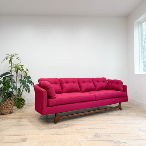 Mid Century Curved Back Sofa - New Pink Upholstery