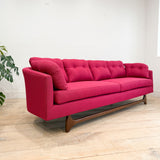 Mid Century Curved Back Sofa - New Pink Upholstery