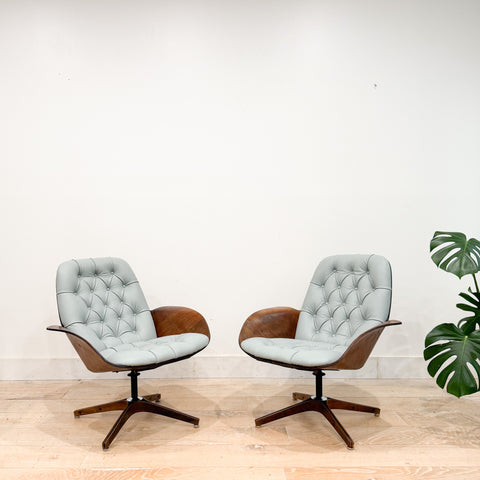 Pair of Plycraft Chairs - New Leather Upholstery